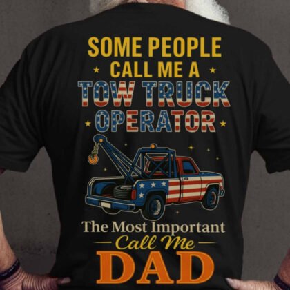 Tow Truck Operator Dad Apparel - Patriotic Tow Truck