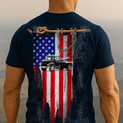 USA Flag Tow Truck Operator Apparel - Patriotic Hook & Rope