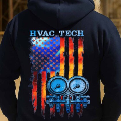 HVAC Tech Flag Gauge Apparel - Patriotic HVAC