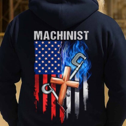 Machinist Flag Cross Wrench Design - Machinist Patriotic